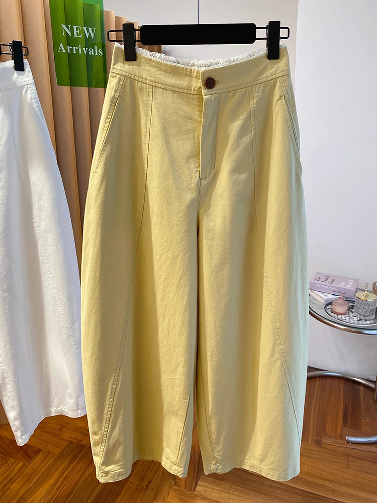 Casual High Waist Patchwork Lace Trim Linen Wide Leg Nine-Piece Pants Women Summer Loose Lazy Casual Trousers Straight Cut
Casual High Waist Patchwork Lace Trim Linen Wide Leg Nine-Piece Pants Women Summer Loose Lazy Casual Trousers Straight Cut