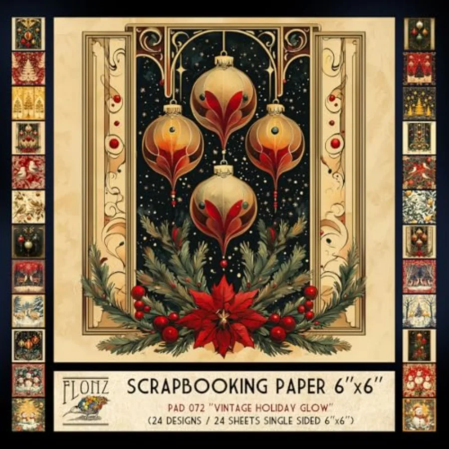 Scrapbook Paper 24 sheets 6"x6" Vintage Holiday Glow ~ Retro-style Christmas scenes with rich textures, baroque ornamentation,
Scrapbook Paper 24 sheets 6"x6" Vintage Holiday Glow ~ Retro-style Christmas scenes with rich textures, baroque ornamentation,