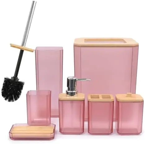 CERBIOR 7-Piece Bathroom Set with Soap Dispenser, Toothbrush Holder & Cup, Soap Dish (Pink) – Stylish Countertop Ensemble & Perf
CERBIOR 7-Piece Bathroom Set with Soap Dispenser, Toothbrush Holder & Cup, Soap Dish (Pink) – Stylish Countertop Ensemble & Perf