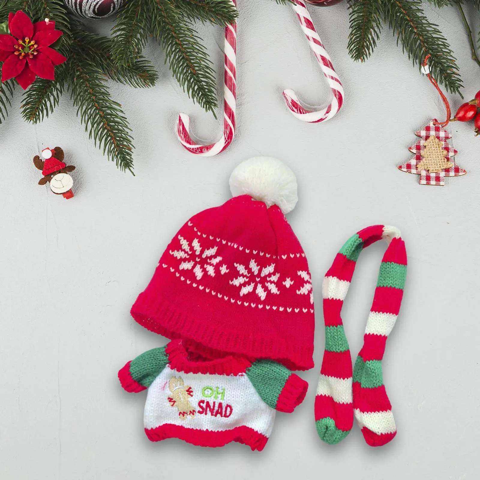 3Pcs Fashion Dolls Xmas Sweater with Hat Scarf Costume Accessories, Handmade Clothing for 8inch Dolls Dress up
3Pcs Fashion Dolls Xmas Sweater with Hat Scarf Costume Accessories, Handmade Clothing for 8inch Dolls Dress up
