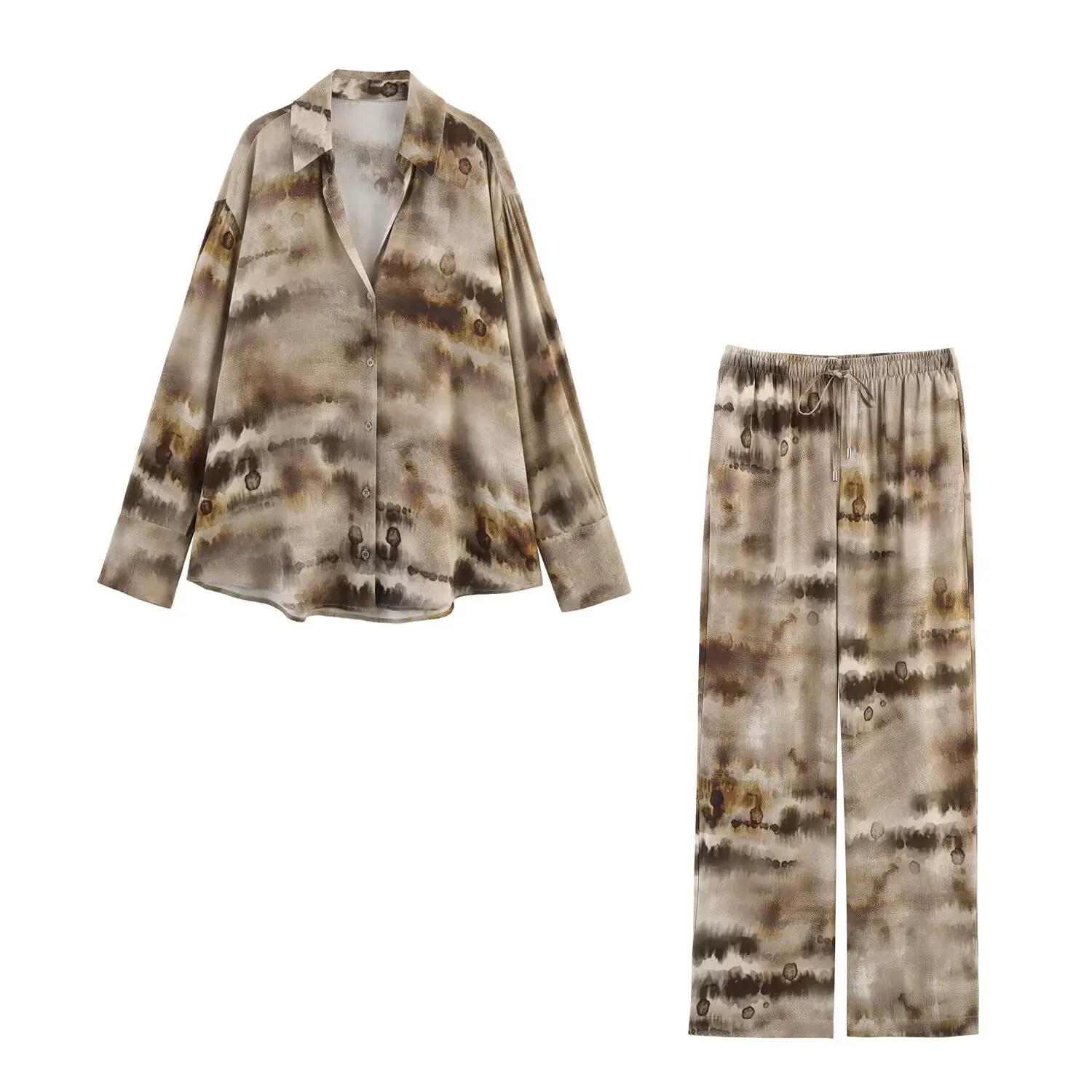 Women's New Fashion loose single breasted casual tie dye shirt long sleeved women's shirt chic top+Pants Women's suit
Women's New Fashion loose single breasted casual tie dye shirt long sleeved women's shirt chic top+Pants Women's suit
