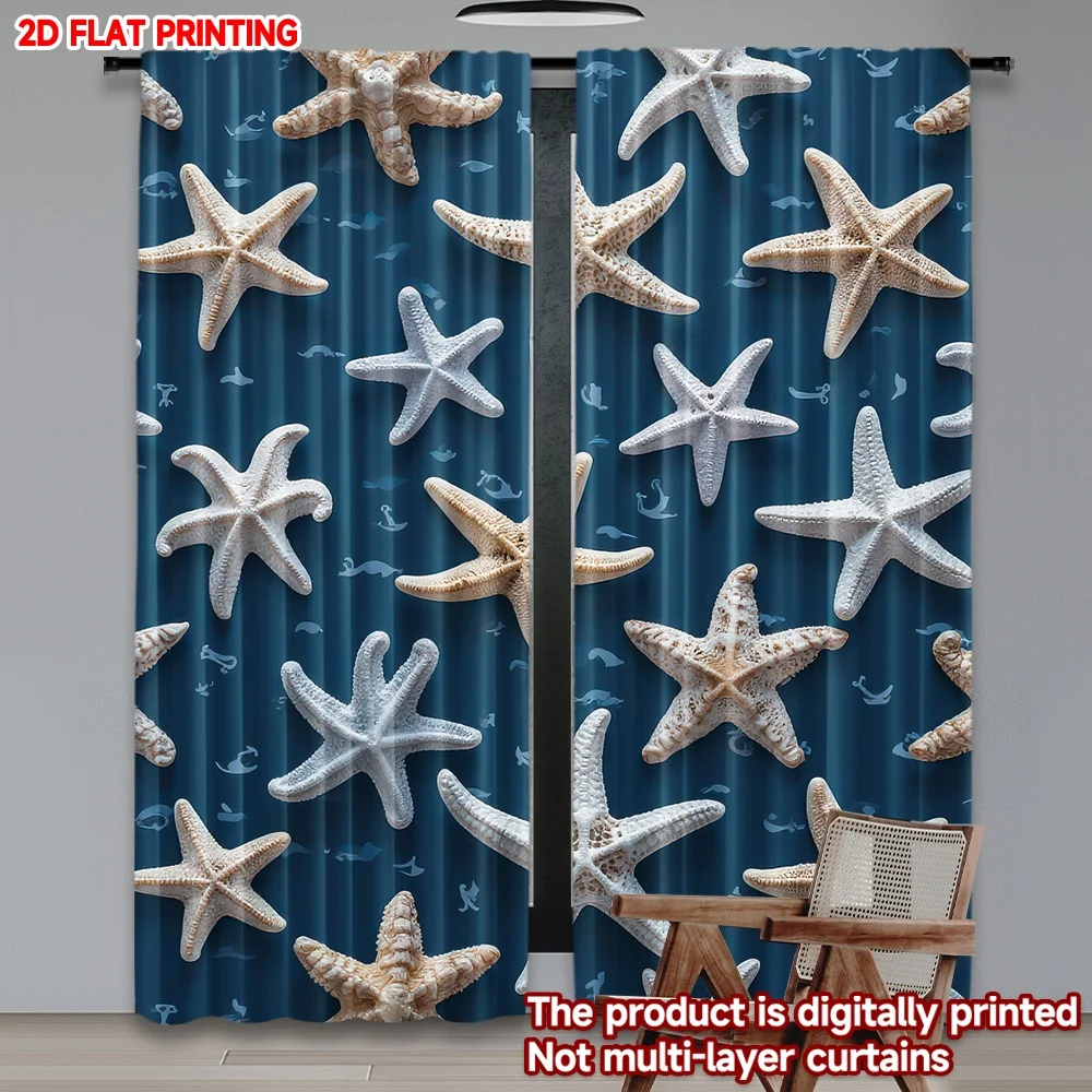 2D flat printing 2pcs Drapes Starfish on Blue Digital Printed Polyester Drapes Festive Curtains for Indoor Celebrations Room
2D flat printing 2pcs Drapes Starfish on Blue Digital Printed Polyester Drapes Festive Curtains for Indoor Celebrations Room