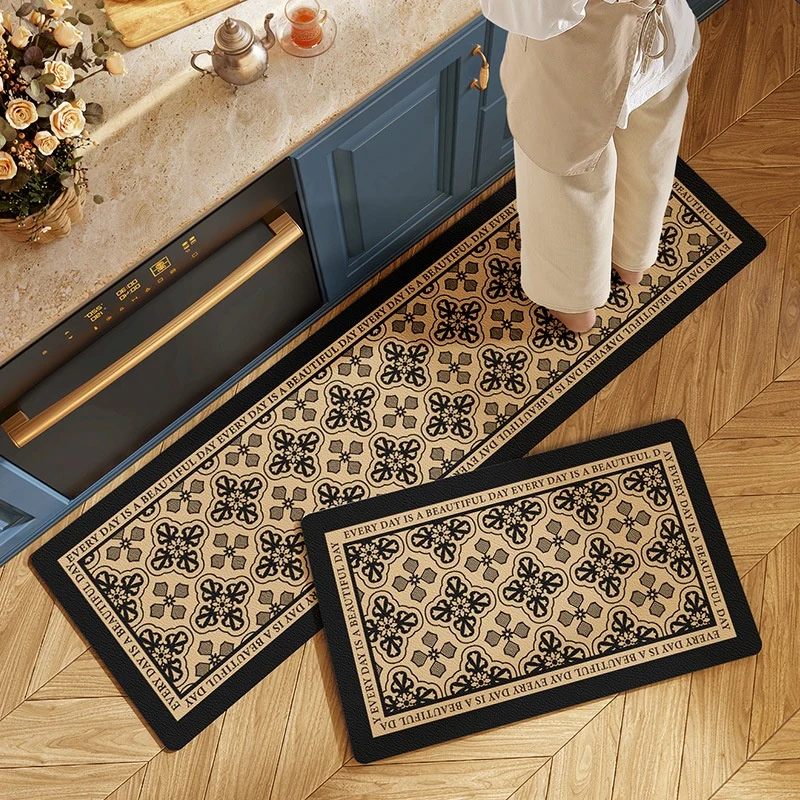 Floor Mat for Kitchen Non-slip Waterproof Oil-proof Leather Carpet PVC Black Retro Texture Rug Long Ruler Home Decoration Mats
Floor Mat for Kitchen Non-slip Waterproof Oil-proof Leather Carpet PVC Black Retro Texture Rug Long Ruler Home Decoration Mats
