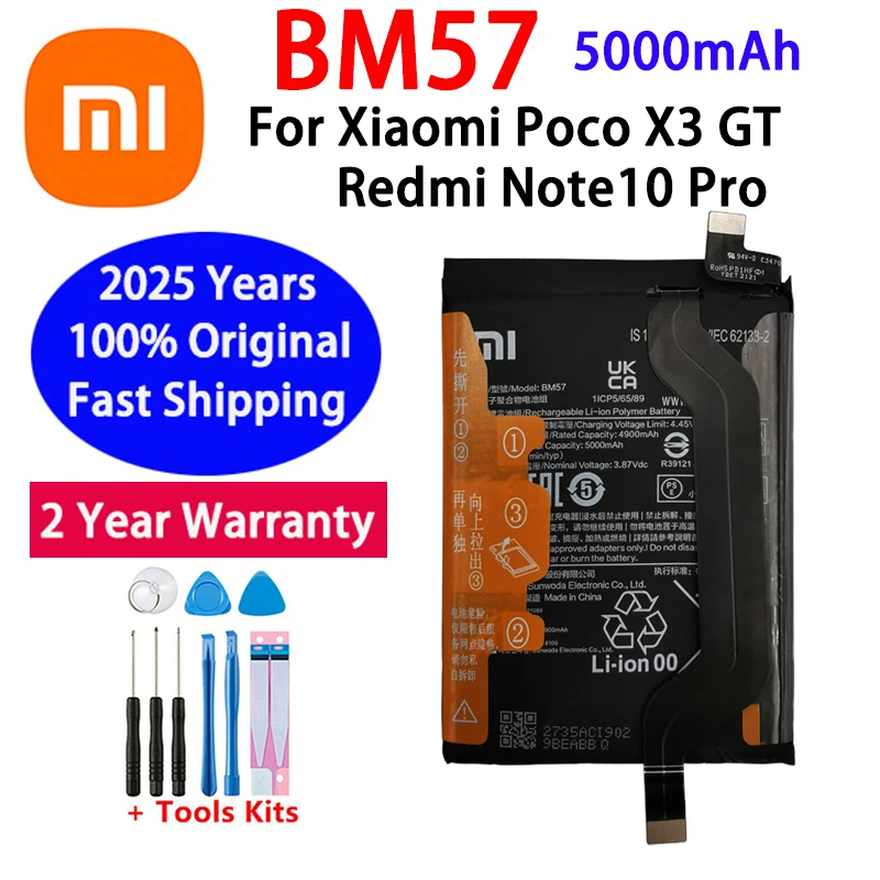 2025 лет, 100% оригинальный аккумулятор высокого качества BM57 для Xiaomi Poco X3 GT Redmi Note 10 Pro, 5000 мАч, аккумулятор для телефона, быстрая доставка
2025 лет, 100% оригинальный аккумулятор высокого качества BM57 для Xiaomi Poco X3 GT Redmi Note 10 Pro, 5000 мАч, аккумулятор для телефона, быстрая доставка