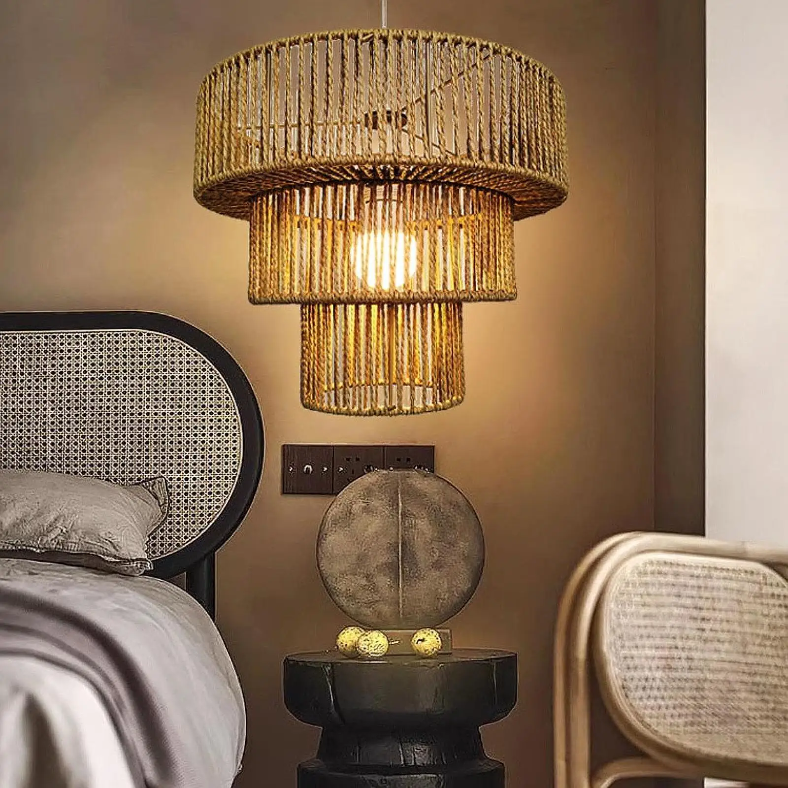 Woven Lampshade Decorative Retro Vintage Creative Replacement Boho Hanging Light Shade for Bedroom Cafe Farmhouse Light Fixture
Woven Lampshade Decorative Retro Vintage Creative Replacement Boho Hanging Light Shade for Bedroom Cafe Farmhouse Light Fixture