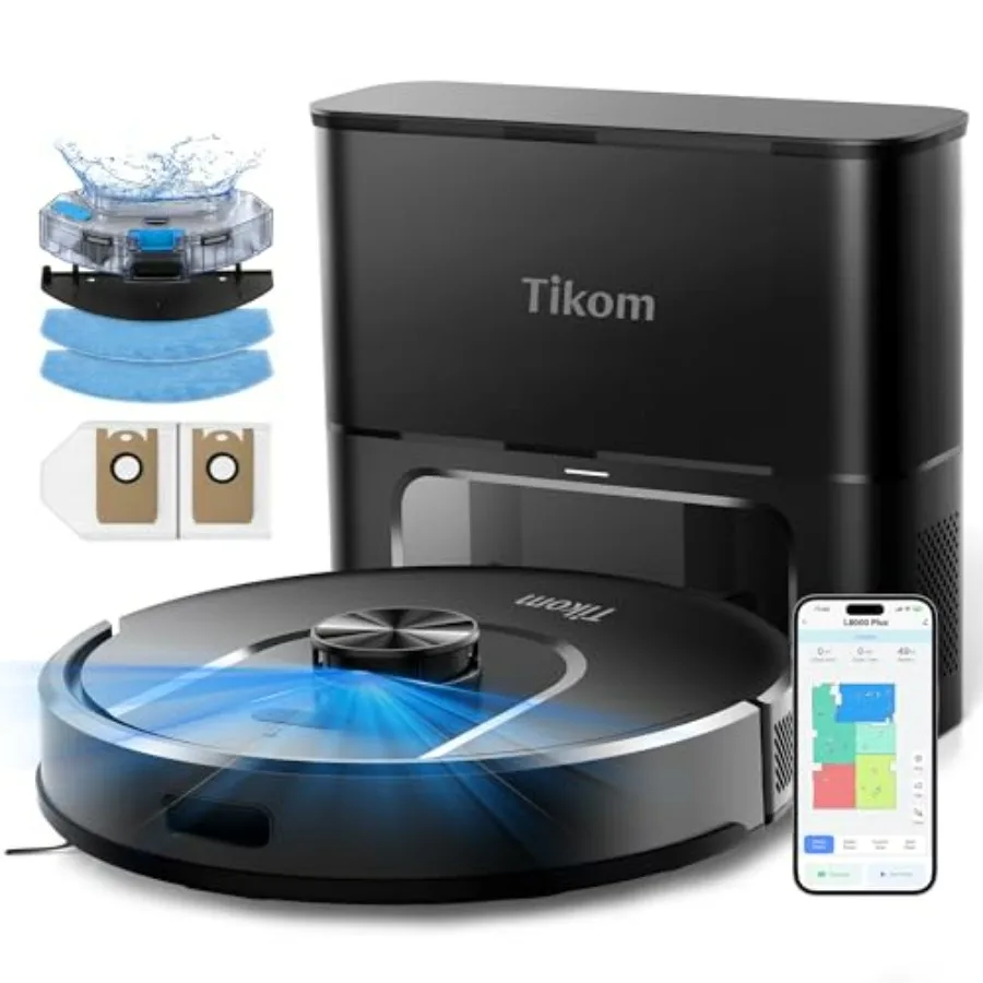 Robot Vacuum and Mop for pet hair and hard floors/carpet, 6000Pa suction, self-emptying base with 90-day capacity, LiDAR naviga
Robot Vacuum and Mop for pet hair and hard floors/carpet, 6000Pa suction, self-emptying base with 90-day capacity, LiDAR naviga