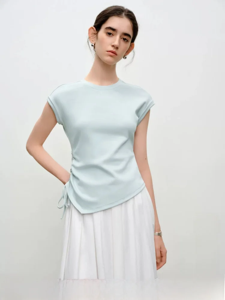 Drawstring Waist Cotton T-Shirt Short Sleeve Cuffed Hem Women's Fashion Casual Summer Top Self-Charming 26ZQ92034
Drawstring Waist Cotton T-Shirt Short Sleeve Cuffed Hem Women's Fashion Casual Summer Top Self-Charming 26ZQ92034
