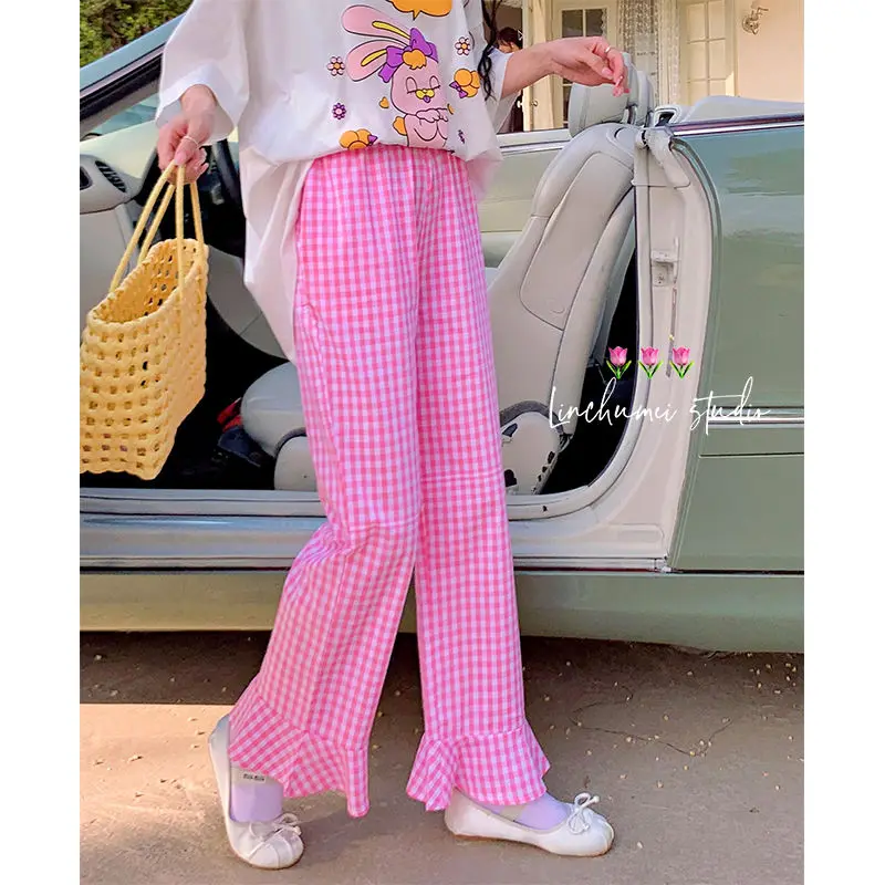 Women's Summer New Fashion Sweet Loose Thin Plaid High Waist Straight Spliced Sleeping Pants Casual Versatile Wide Leg Trousers
Women's Summer New Fashion Sweet Loose Thin Plaid High Waist Straight Spliced Sleeping Pants Casual Versatile Wide Leg Trousers