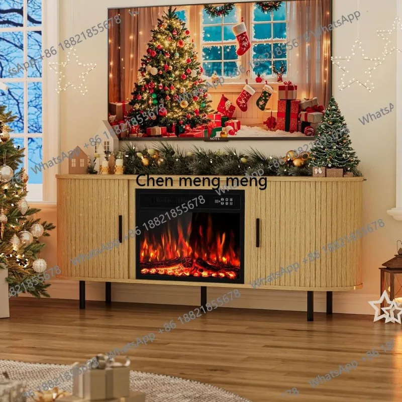 65 to 75 TV Stand with 23 Electric Fireplace, Curved Oak Entertainment Center
65 to 75 TV Stand with 23 Electric Fireplace, Curved Oak Entertainment Center