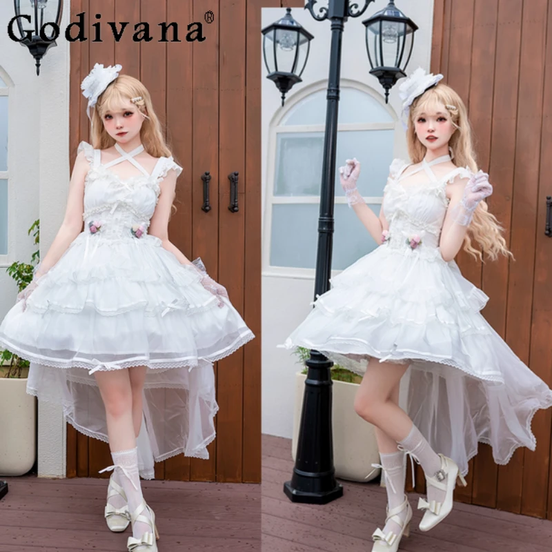 Japanese Original Ballet Style Lolita Elegant Girl Dress Flower Bride Ruffled Dreamy Sweet Cute Sleeveless JSK Dress 
Japanese Original Ballet Style Lolita Elegant Girl Dress Flower Bride Ruffled Dreamy Sweet Cute Sleeveless JSK Dress