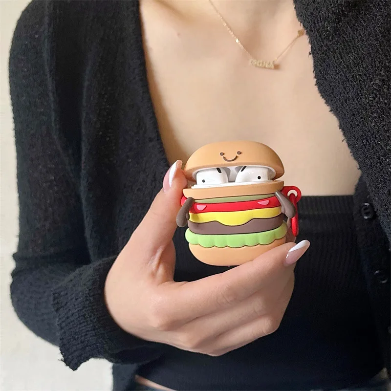 3D Cute Smiling Burger Silicone Earphone Case for Airpods pro 2 1 Shockproof Soft Cover with Hook Compatible with Airpods 4 & 3
3D Cute Smiling Burger Silicone Earphone Case for Airpods pro 2 1 Shockproof Soft Cover with Hook Compatible with Airpods 4 & 3