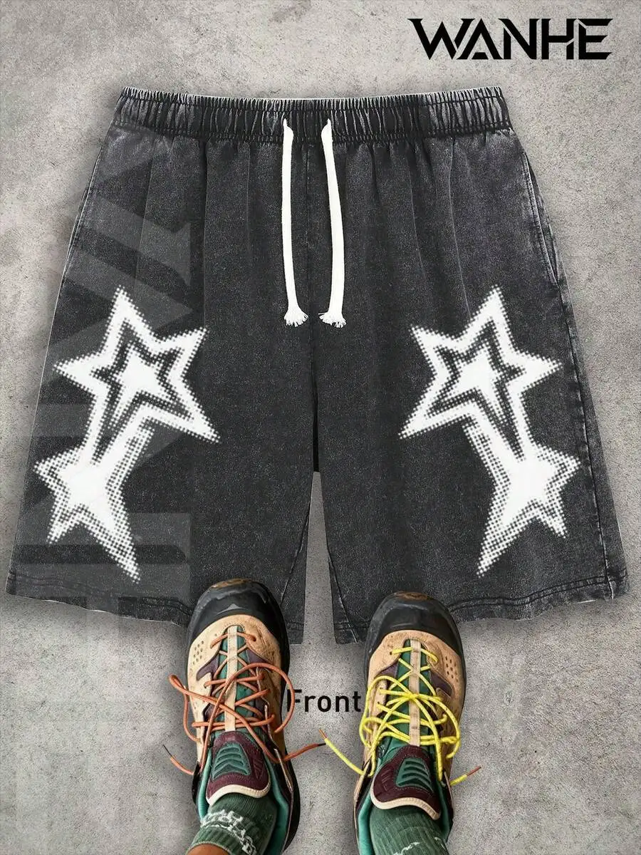 Washed Cotton Shorts With Star Print Casual Loose Fit Men Streetwear Summer Shorts
Washed Cotton Shorts With Star Print Casual Loose Fit Men Streetwear Summer Shorts
