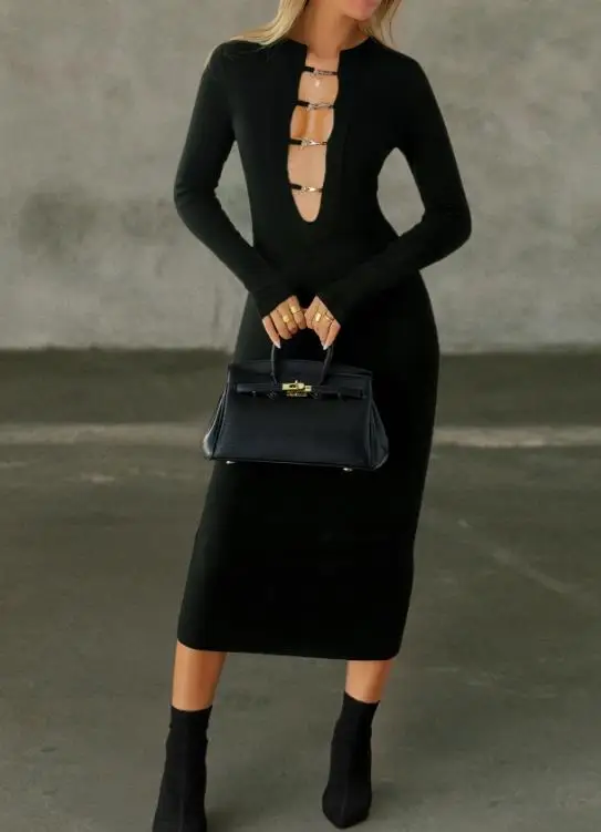 Autumn Y2K Hot Girl Long Sleeve Hip Wrapping Skirt Fashionable and Sexy Deep V-Neck Hollow Design Women's Sexy Knitted Dress
Autumn Y2K Hot Girl Long Sleeve Hip Wrapping Skirt Fashionable and Sexy Deep V-Neck Hollow Design Women's Sexy Knitted Dress