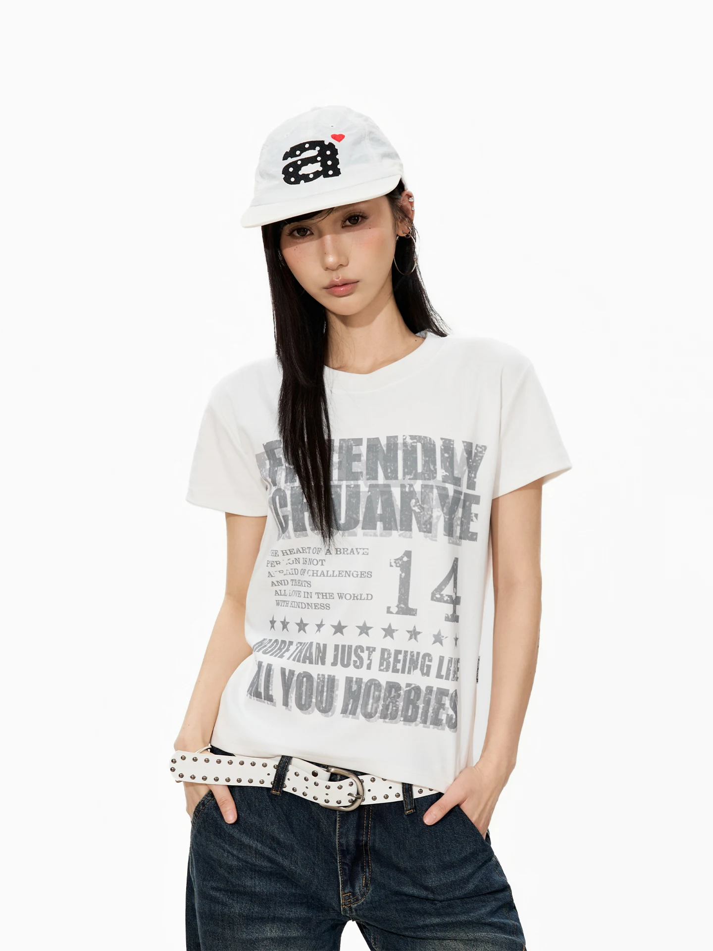S3T5 Distressed Letter Print round Neck Short Sleeve T-shirt Women's Summer Casual Slim Fit Trendy Top Comfortable Cotton
S3T5 Distressed Letter Print round Neck Short Sleeve T-shirt Women's Summer Casual Slim Fit Trendy Top Comfortable Cotton
