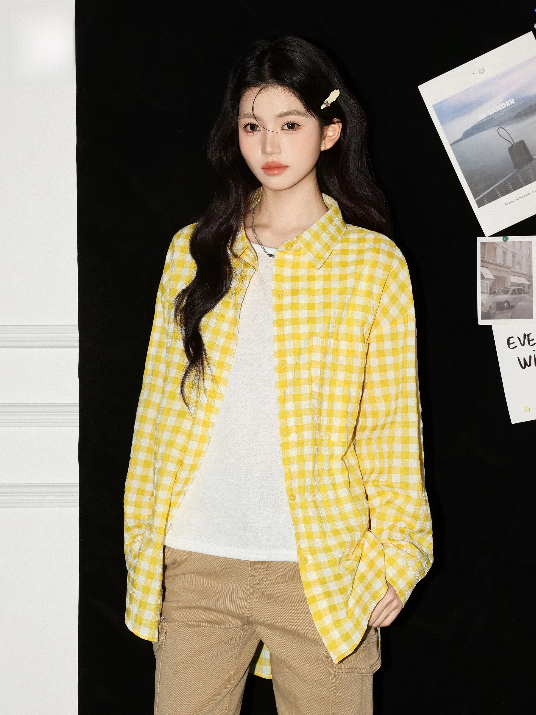 Ladies' Yellow Plaid Long Sleeve Shirt Set with Camisole Casual Style Early Autumn New Arrival Two-Piece Set for Young Women
Ladies' Yellow Plaid Long Sleeve Shirt Set with Camisole Casual Style Early Autumn New Arrival Two-Piece Set for Young Women