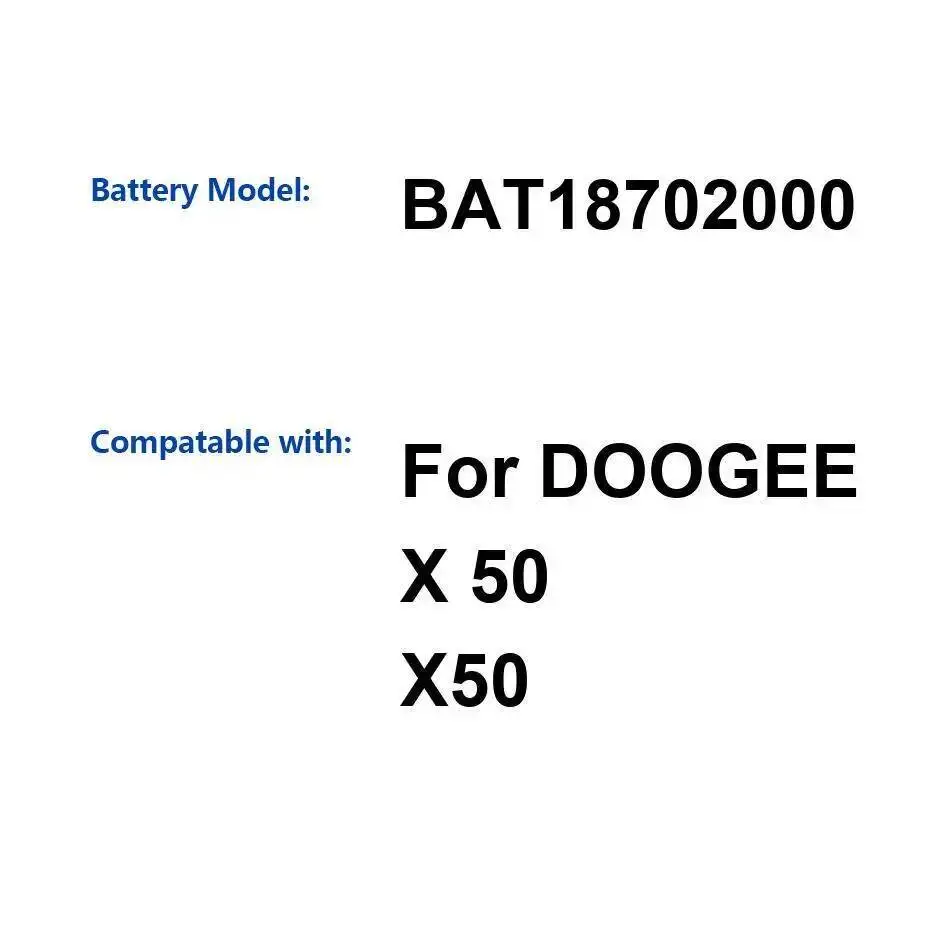 For Doogee X50 2000Mah BAT18702000 Premium Replacement Mobile Phone Battery Good Low-Temperature Performance
For Doogee X50 2000Mah BAT18702000 Premium Replacement Mobile Phone Battery Good Low-Temperature Performance