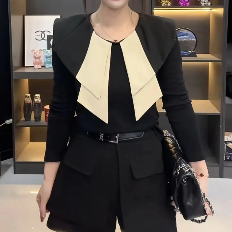 Contrast Patchwork Elegant Pullovers Top Spring Autumn New Trend Long Sleeve Slim Vintage T Shirts Fashion Casual Women Clothing
Contrast Patchwork Elegant Pullovers Top Spring Autumn New Trend Long Sleeve Slim Vintage T Shirts Fashion Casual Women Clothing