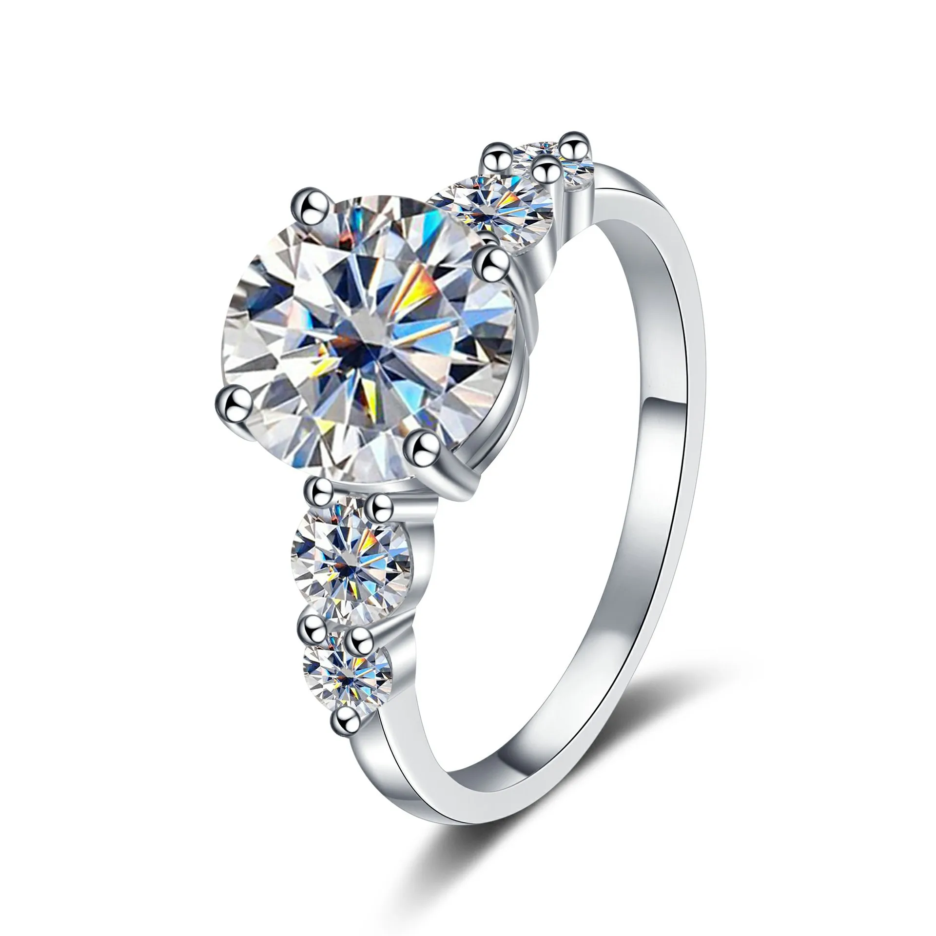 925 Sterling Silver Three Stone Round Cut Engagement Ring D VVS1 Multi Color Moissanite Statement Fine Jewelry For Women
925 Sterling Silver Three Stone Round Cut Engagement Ring D VVS1 Multi Color Moissanite Statement Fine Jewelry For Women