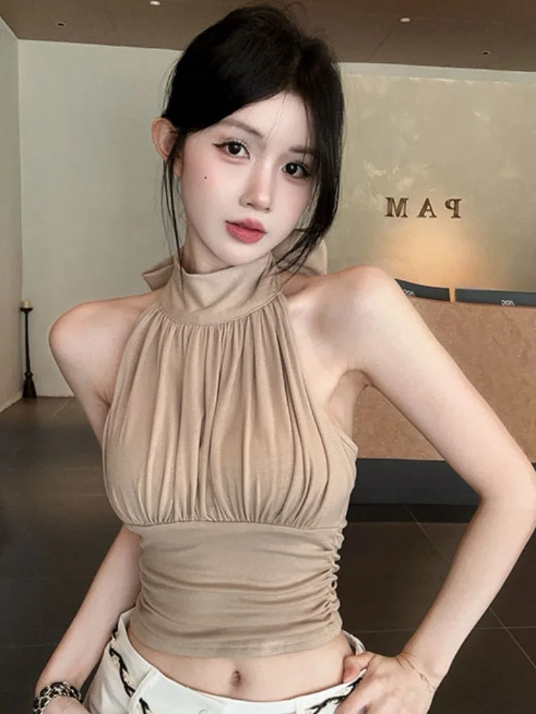 Elegant Modal Halter Neck Sling Women's Summer Waist-Cinching Sleeveless Shoulder-baring Short Top French Style Slim Fit City...
Elegant Modal Halter Neck Sling Women's Summer Waist-Cinching Sleeveless Shoulder-baring Short Top French Style Slim Fit City...