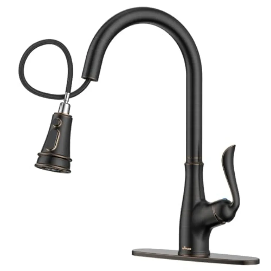 Pull Down Kitchen Faucet with Sprayer, Antique ORB Single Handle High Arc Faucet, cUPC-Certified Pull-Out Hose, Water Supplies
Pull Down Kitchen Faucet with Sprayer, Antique ORB Single Handle High Arc Faucet, cUPC-Certified Pull-Out Hose, Water Supplies