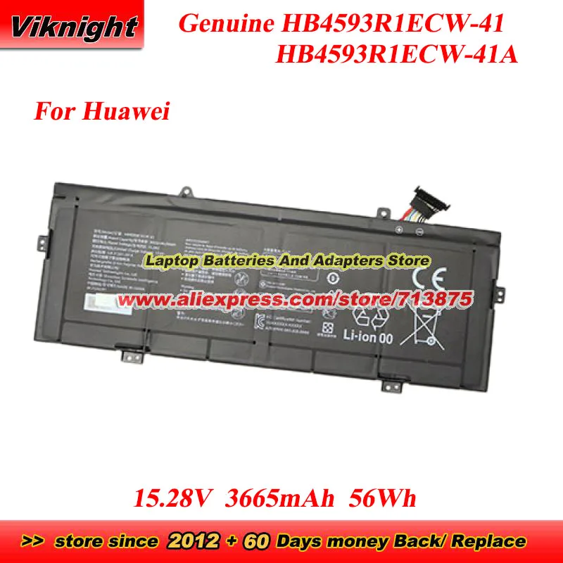 Genuine HB4593R1ECW-41 Battery 15.28V 3665mAh 56Wh for Huawei HB4593R1ECW-41A Matebook
Genuine HB4593R1ECW-41 Battery 15.28V 3665mAh 56Wh for Huawei HB4593R1ECW-41A Matebook