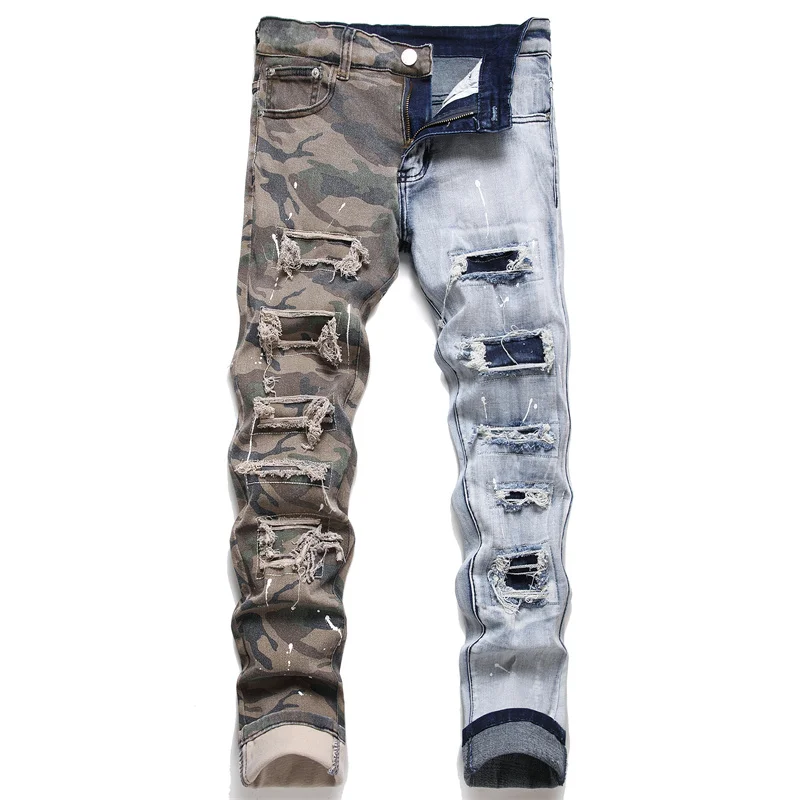 Patchwork stitching color matching jeans men's street fashion design cool smart fashion trend unique slim fit skinny pants
Patchwork stitching color matching jeans men's street fashion design cool smart fashion trend unique slim fit skinny pants