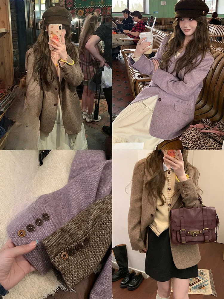 Miaolab 40% Woolen Cheered H-ape Suit Jaet Women's Casual Straight Leg Suiting Coat Brand Long Sve Regular Fit
Miaolab 40% Woolen Cheered H-ape Suit Jaet Women's Casual Straight Leg Suiting Coat Brand Long Sve Regular Fit