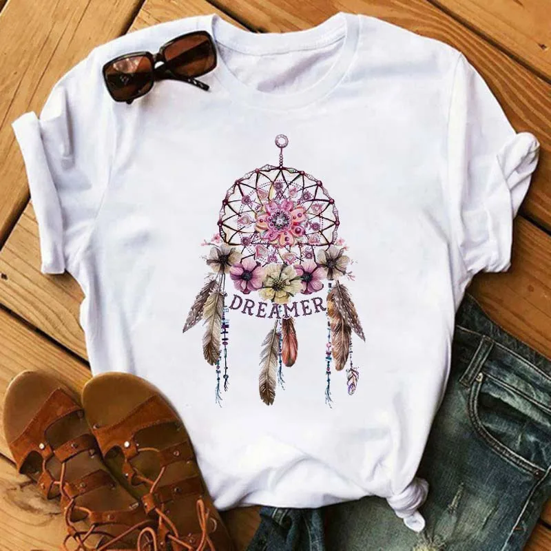 Women Summer Short Sleeve Dream Feather Fashion Print T-shirts Fashion Tops T Shirt Ladies Womens Graphic Female Tee T-Shirts
Women Summer Short Sleeve Dream Feather Fashion Print T-shirts Fashion Tops T Shirt Ladies Womens Graphic Female Tee T-Shirts