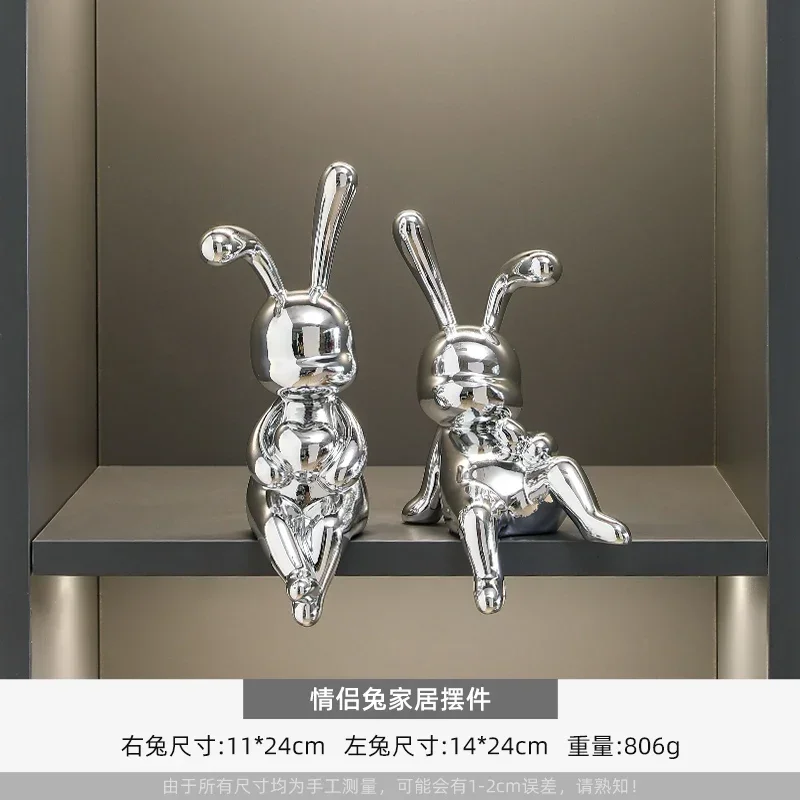 Silver couple rabbit low luxury decoration red wine rack, living room storage, home decoration, office desk ornaments
Silver couple rabbit low luxury decoration red wine rack, living room storage, home decoration, office desk ornaments