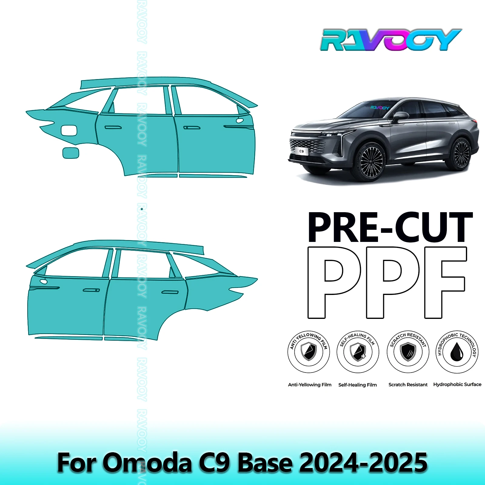 For Omoda C9 Base 2024-2025 8.5mil Clear Matte Pre-Cut PPF Door & A/B Pillar Kit TPU Paint Protection Film Set
For Omoda C9 Base 2024-2025 8.5mil Clear Matte Pre-Cut PPF Door & A/B Pillar Kit TPU Paint Protection Film Set