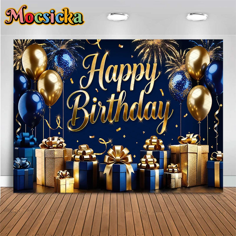 Mocsicka Navy Blue Gold Happy Birthday Photography Backdrop Balloon Gift Box Baby Shower Background Cloth Adult Party Photobooth
Mocsicka Navy Blue Gold Happy Birthday Photography Backdrop Balloon Gift Box Baby Shower Background Cloth Adult Party Photobooth