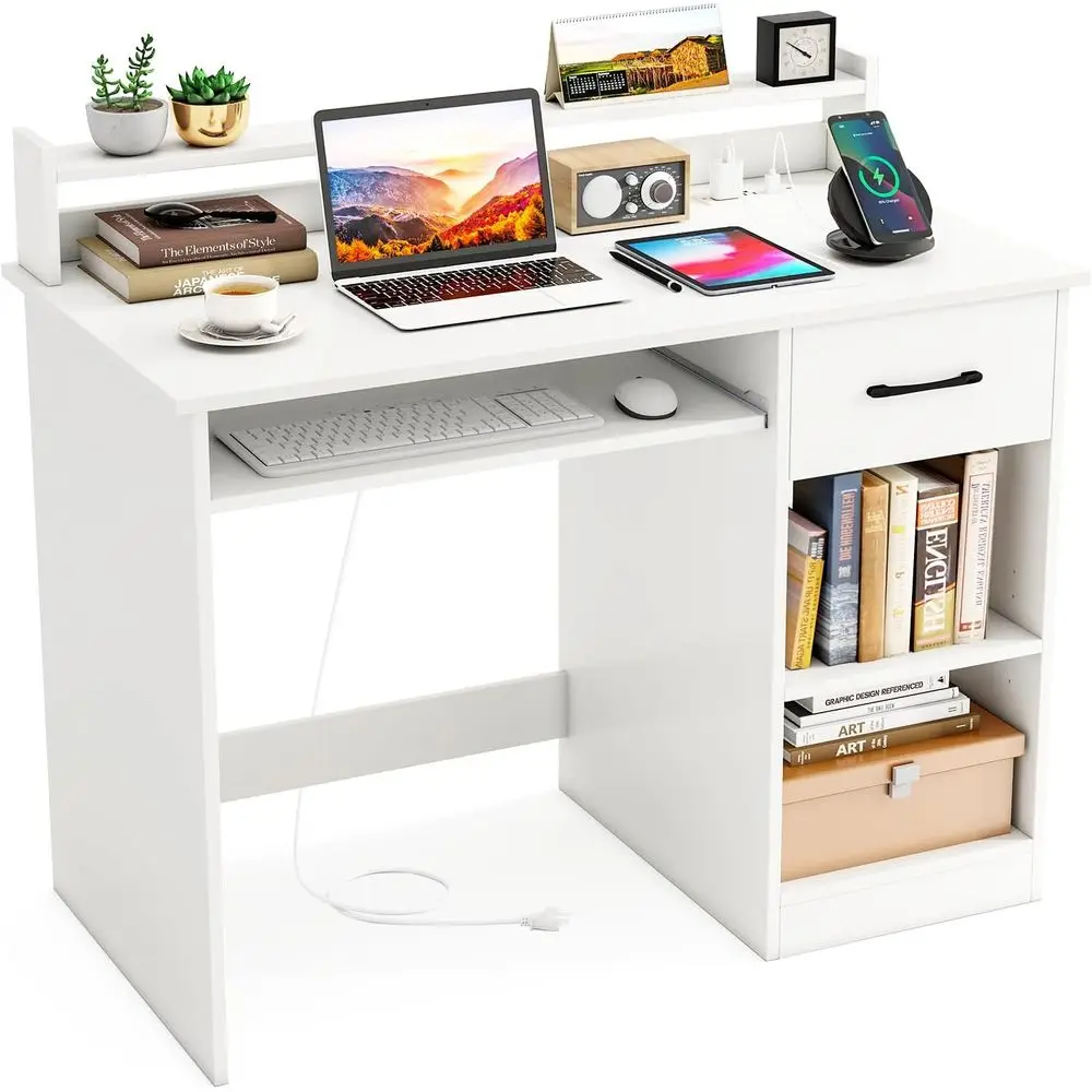 Ergonomic Desk with Keyboard Tray, Home Office Desk with Built-in Charging Station and Adjustable Shelf, Study Writing Table wit
Ergonomic Desk with Keyboard Tray, Home Office Desk with Built-in Charging Station and Adjustable Shelf, Study Writing Table wit