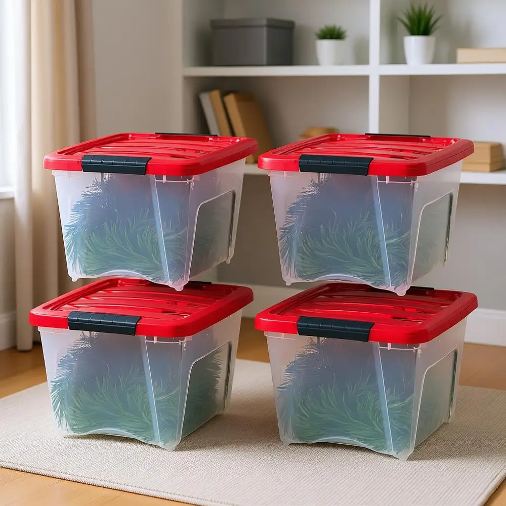 19 Qt. Stackable Plastic Storage Bins with Lids, 4 Pack - BPA-Free, See-Through Organizing Solution, Latches, Durable Nestable C
19 Qt. Stackable Plastic Storage Bins with Lids, 4 Pack - BPA-Free, See-Through Organizing Solution, Latches, Durable Nestable C