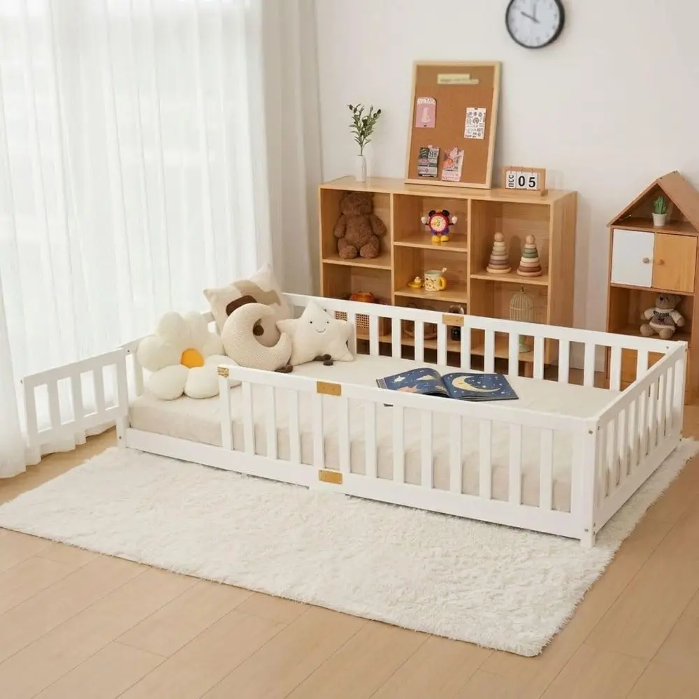Toddler or Kids Twin Size Wooden Floor Bed with Slats, Suitable for Boys and Girls, White
Toddler or Kids Twin Size Wooden Floor Bed with Slats, Suitable for Boys and Girls, White