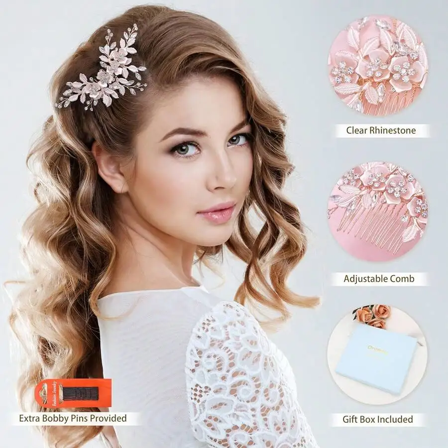 Bridal Hair Comb Set With Floral Rhinestone Design Adjustable Wedding Hairpins For Women
Bridal Hair Comb Set With Floral Rhinestone Design Adjustable Wedding Hairpins For Women