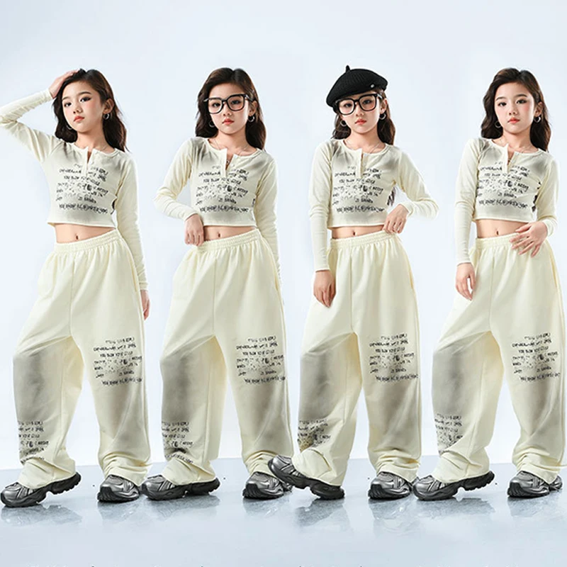 Jazz Dance Clothing Children Kpop Stage Costume Long Sleeve Crop Tops Loose Trousers Girl Urban Dance Costume Streetwear VDL3091
Jazz Dance Clothing Children Kpop Stage Costume Long Sleeve Crop Tops Loose Trousers Girl Urban Dance Costume Streetwear VDL3091