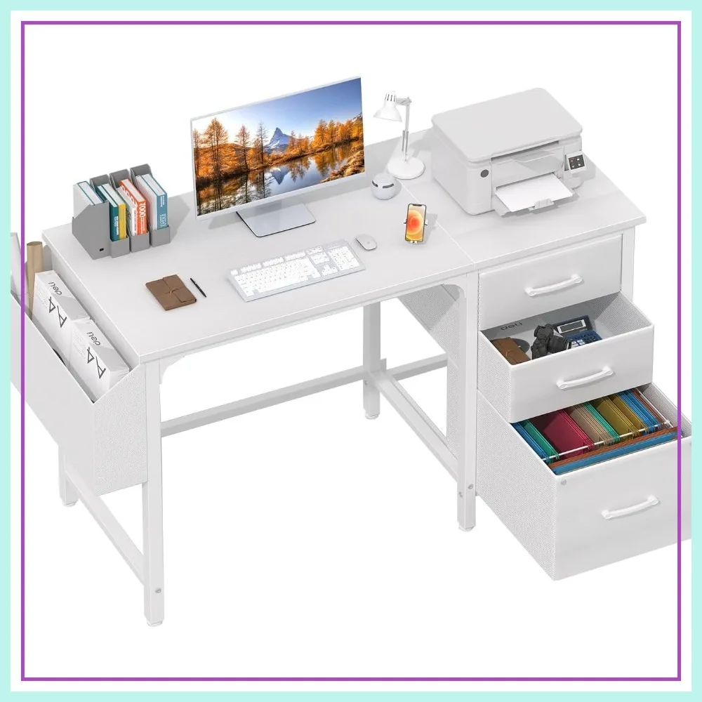 White Desk with File Drawers Cabinet, 47 Inch Reversible Computer Desk for Home Office, Modern Writing Table
White Desk with File Drawers Cabinet, 47 Inch Reversible Computer Desk for Home Office, Modern Writing Table