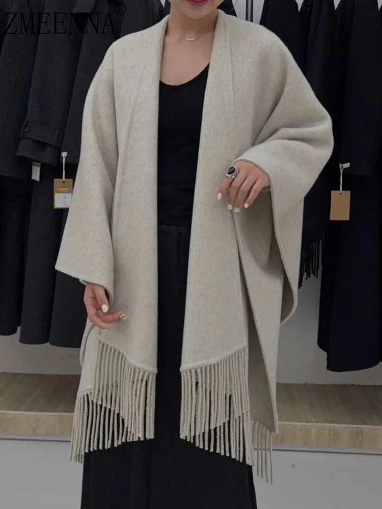 ZMEENNA женское бежевое шерстяное пончо, накидка, пальто с открытой передней частью, шаль с бахромой и кисточками по краю, свободная повседневная элегантная верхняя одежда ZM4609
ZMEENNA женское бежевое шерстяное пончо, накидка, пальто с открытой передней частью, шаль с бахромой и кисточками по краю, свободная повседневная элегантная верхняя одежда ZM4609