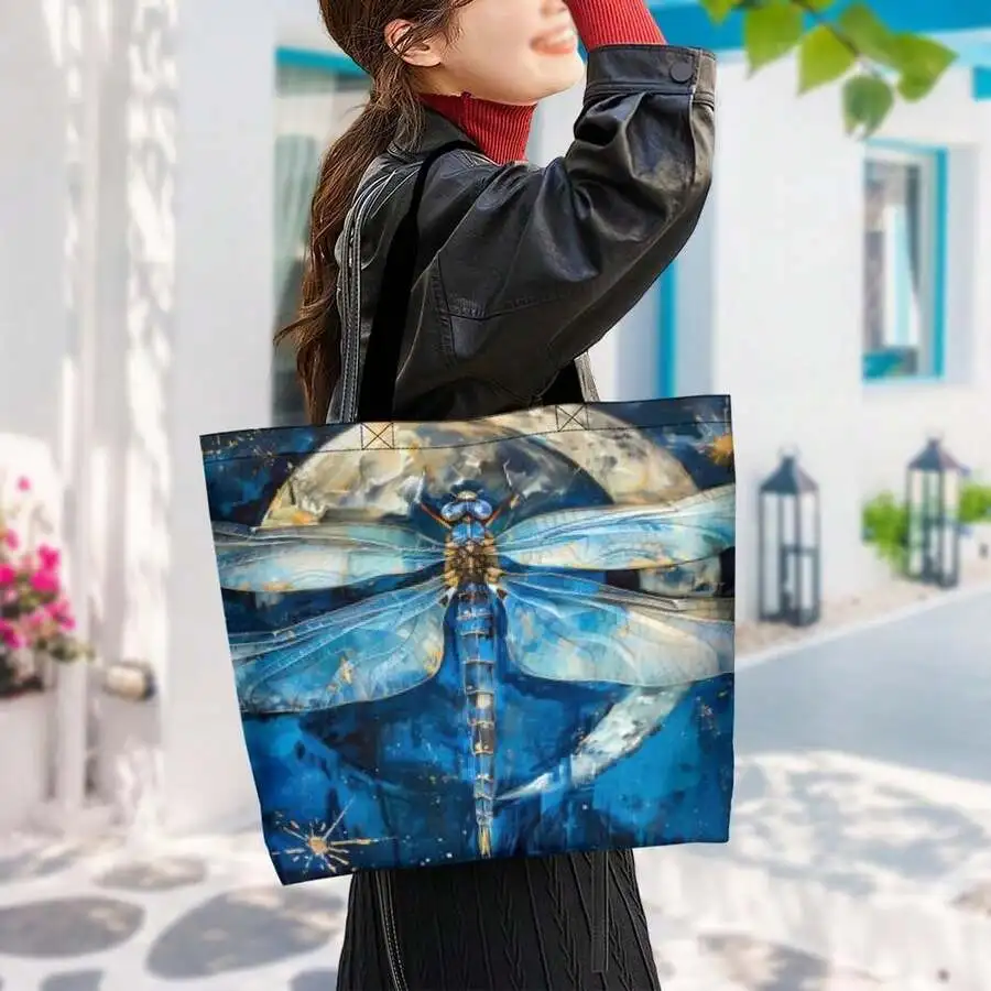 Blue Dragonfly Casual Tote Bag For Adults - Celestial Moon Art Print Cotton Blend Shoulder Bag
Blue Dragonfly Casual Tote Bag For Adults - Celestial Moon Art Print Cotton Blend Shoulder Bag