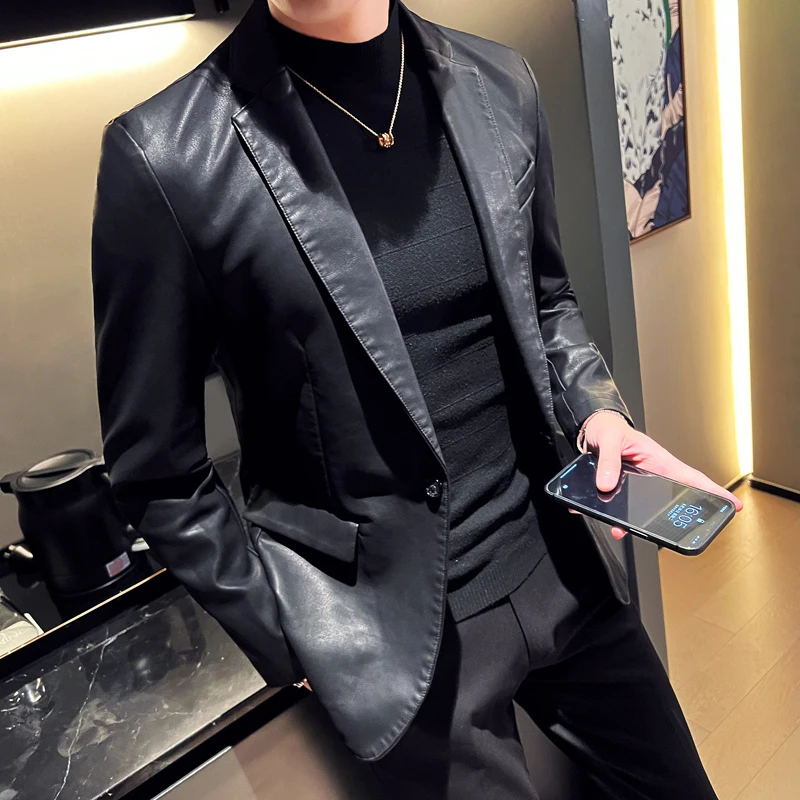 Casual Moto Biker Leather Jacket Men Solid Color Slim Coat Business Faux Leather Coat Solid Color Trend Leather Jacket Mens
Casual Moto Biker Leather Jacket Men Solid Color Slim Coat Business Faux Leather Coat Solid Color Trend Leather Jacket Mens