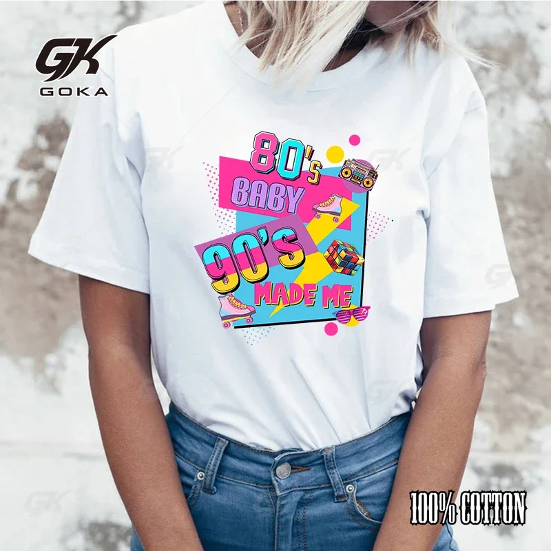 Nostalgia 80's BABY 90's Made Me Graphic Printed T Shirt Cool Short Sleeve Female Fashion Streetwear Personality Tees Top
Nostalgia 80's BABY 90's Made Me Graphic Printed T Shirt Cool Short Sleeve Female Fashion Streetwear Personality Tees Top