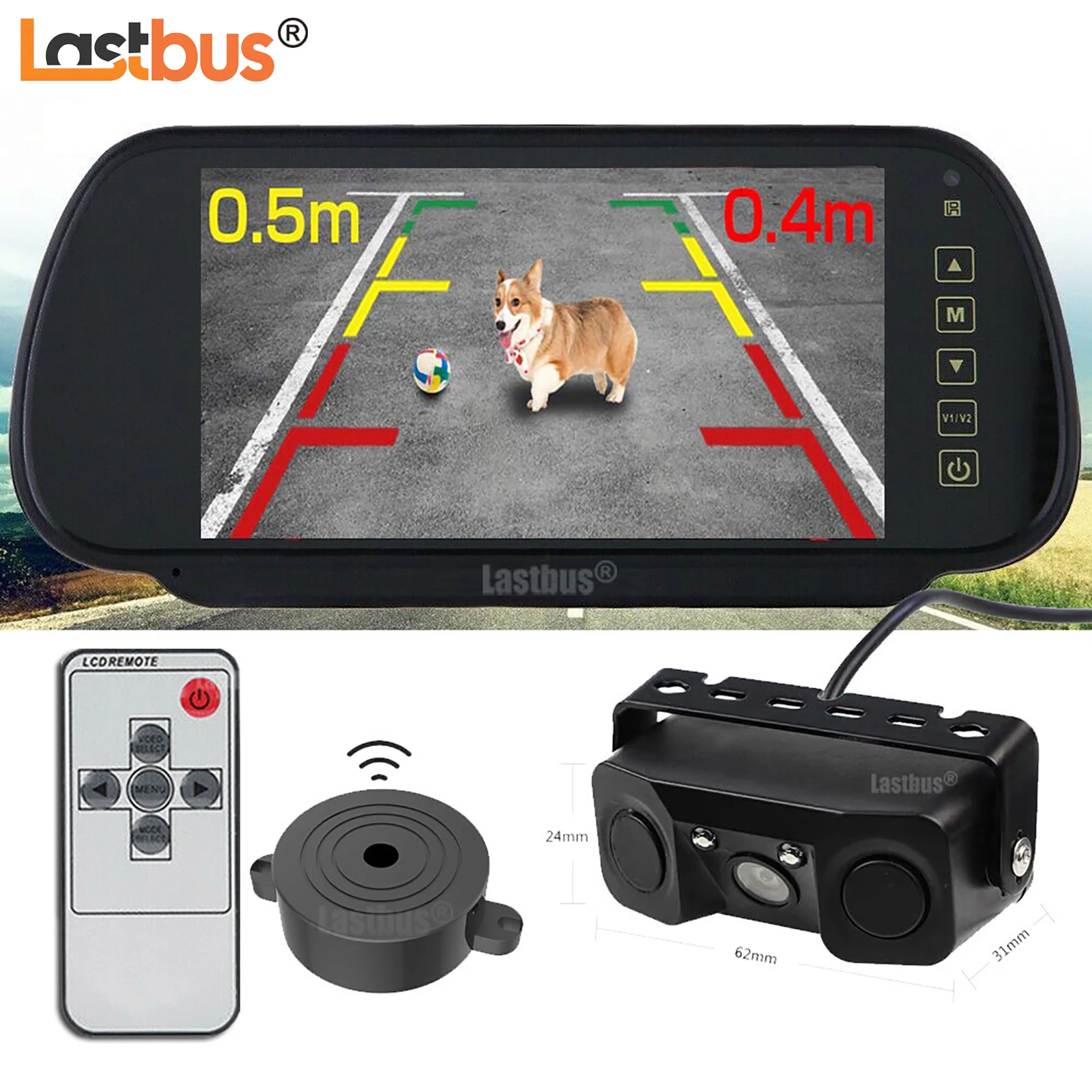 7-дюймовый HD-монитор для автомобильного зеркала заднего вида с пультом ДУ + 2 радарных датчика парковки 3-в-1 с цветными камерами заднего вида и комплектом звуковых сигналов
7-дюймовый HD-монитор для автомобильного зеркала заднего вида с пультом ДУ + 2 радарных датчика парковки 3-в-1 с цветными камерами заднего вида и комплектом звуковых сигналов