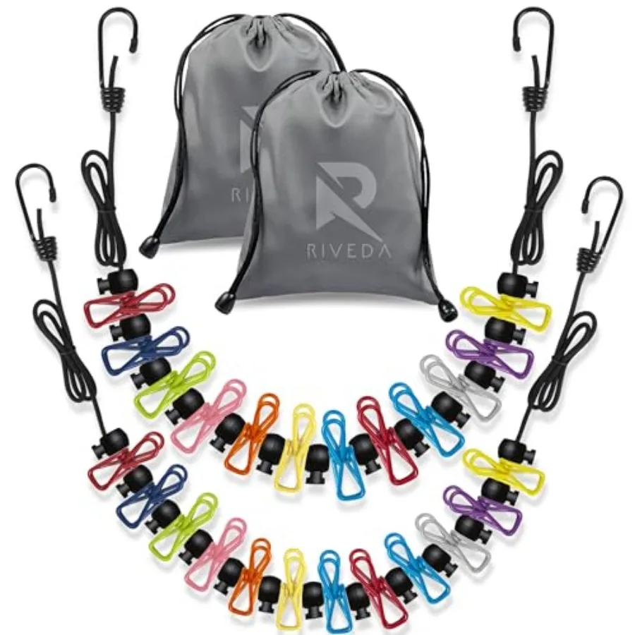 2 Pack Travel Clotheslines with 12 Colorful Clips Each and 2 Bags, Cruise RV and Camping Essentials Clothes Line for Indoor Lau
2 Pack Travel Clotheslines with 12 Colorful Clips Each and 2 Bags, Cruise RV and Camping Essentials Clothes Line for Indoor Lau