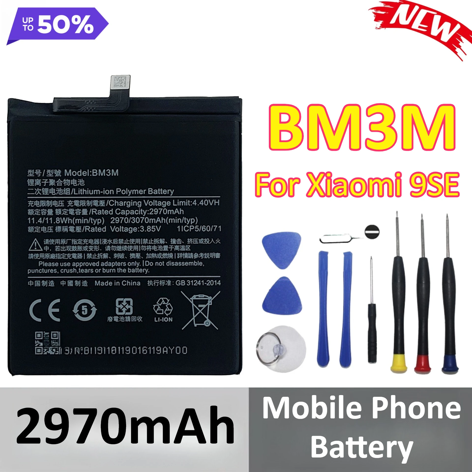 New BM3M 2970mAh Battery For Xiaomi 9SE Mobile Phone Batteries + Tools
New BM3M 2970mAh Battery For Xiaomi 9SE Mobile Phone Batteries + Tools