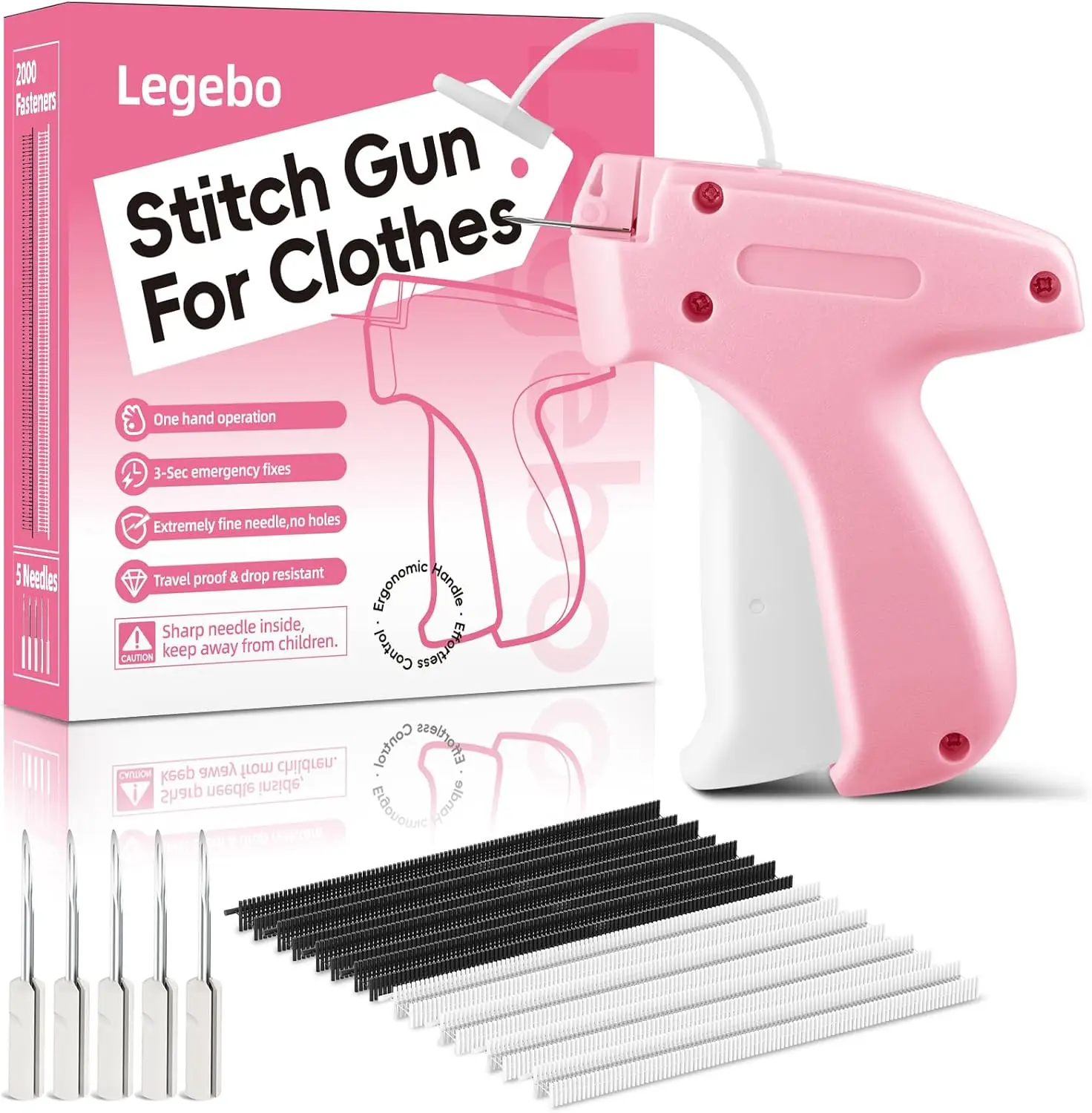Handheld Stitch Gun for Clothes, Quick Clothing Fixer, Portable Tagging Gun for Home & Retail, 6 Needles, 1000 Black & 1000 White Fasteners (Pink)
Handheld Stitch Gun for Clothes, Quick Clothing Fixer, Portable Tagging Gun for Home & Retail, 6 Needles, 1000 Black & 1000 White Fasteners (Pink)