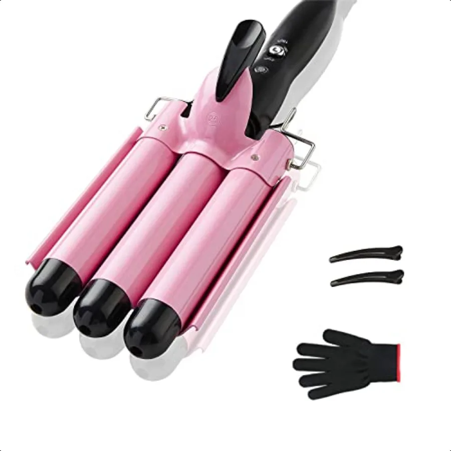 3 Barrel Curling Iron 1 inch Crimper Hair Tool Crimping Waver for Women Beach Waves with Two Temperature Settings Pink
3 Barrel Curling Iron 1 inch Crimper Hair Tool Crimping Waver for Women Beach Waves with Two Temperature Settings Pink
