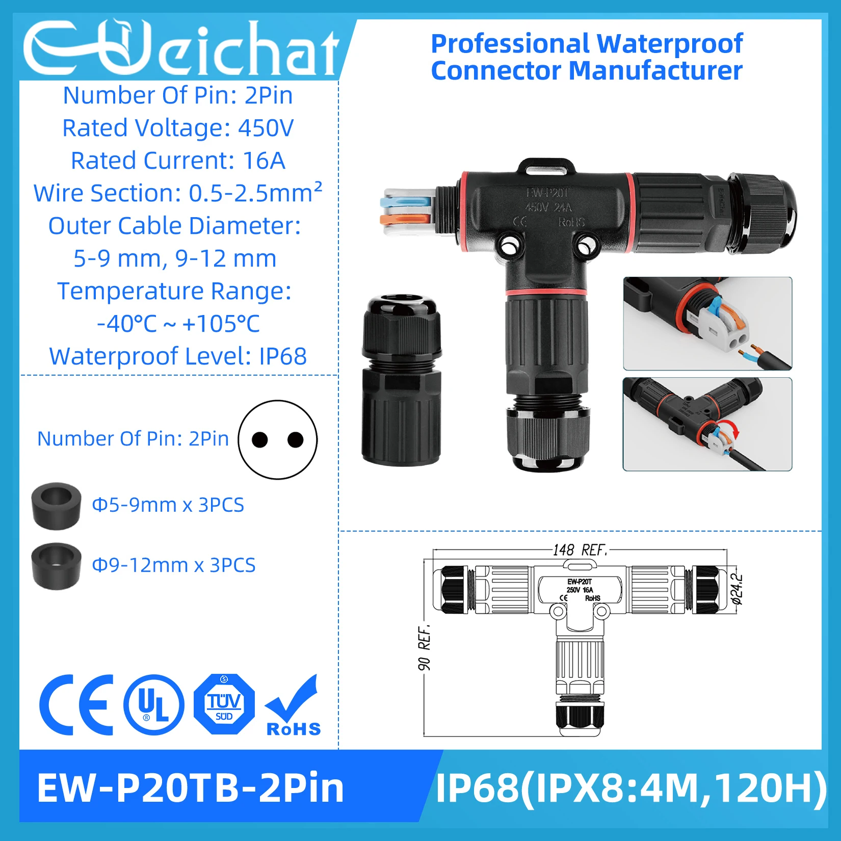 IP68 Waterproof Solderless Wire Connector Quick Terminal Block for LED, Buried Ground Lamp with Terminals Connector
IP68 Waterproof Solderless Wire Connector Quick Terminal Block for LED, Buried Ground Lamp with Terminals Connector