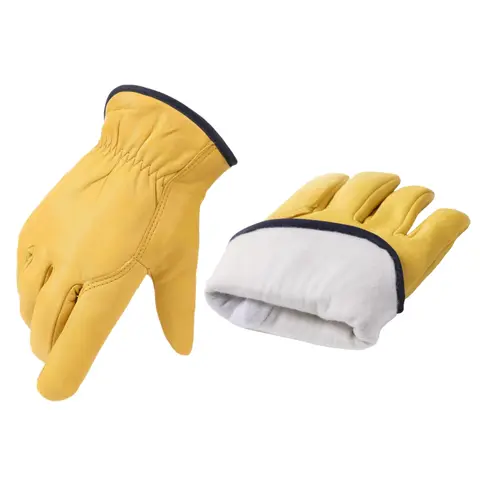 Guantes de trabajo de invierno, guantes térmicos de cuero, guantes de trabajo para congelador con forro de algodón cálido para clima frío
