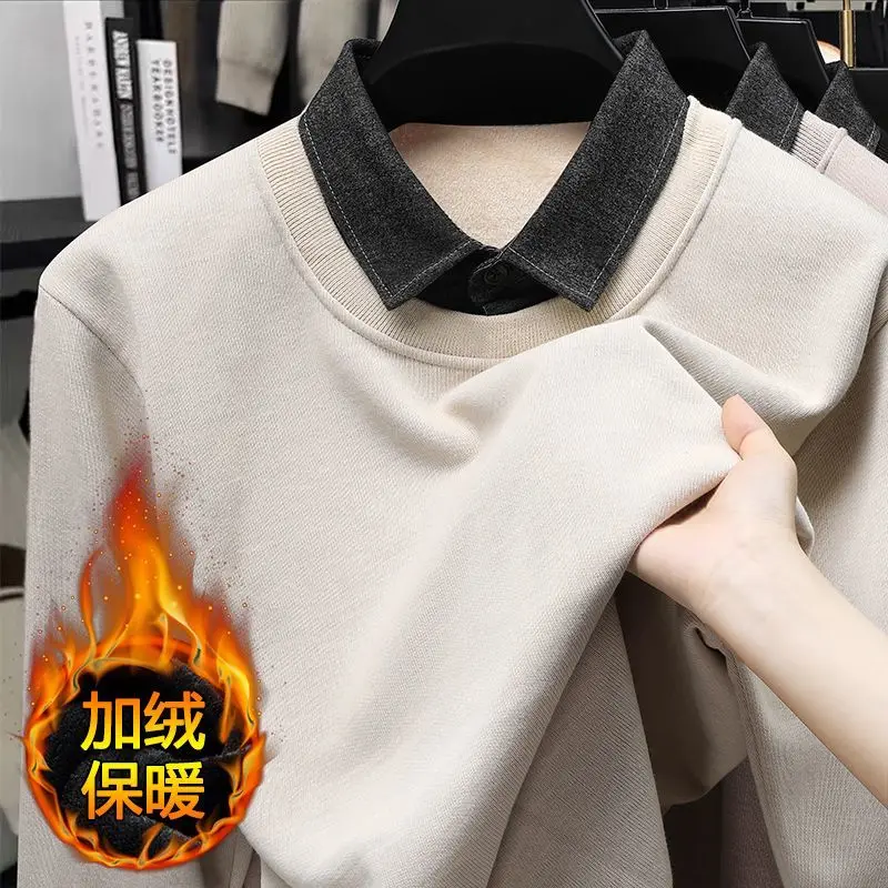 Высококачественный бархатный свитер с воротником рубашки, мужской термоподдельный повседневный свободный теплый вязаный пуловер из двух предметов, толстый классический базовый свитер
Высококачественный бархатный свитер с воротником рубашки, мужской термоподдельный повседневный свободный теплый вязаный пуловер из двух предметов, толстый классический базовый свитер