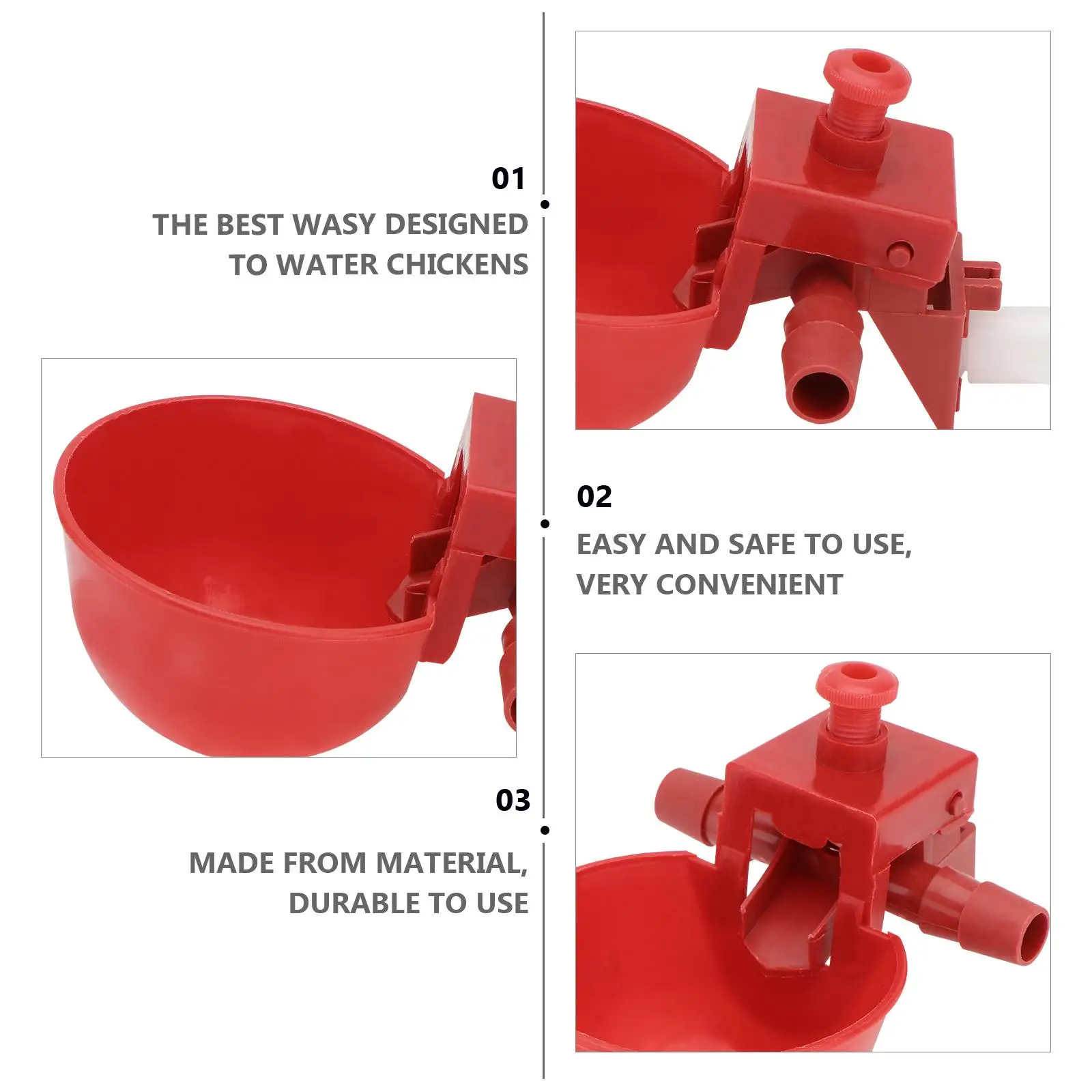 15pcs Automatic Chicken Waterer Durable Plastic Poultry Drinking Cups for Chickens Pigeons Quail Pets Red Easy Farm Use
15pcs Automatic Chicken Waterer Durable Plastic Poultry Drinking Cups for Chickens Pigeons Quail Pets Red Easy Farm Use